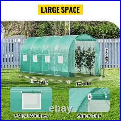 Walk-in Tunnel Greenhouse Galvanized Frame Waterproof Cover 15x7x7ft Cold Frames