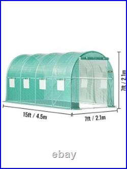 Walk-in Tunnel Greenhouse Galvanized Frame Waterproof Cover 15x7x7ft Cold Frames