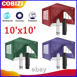 Waterproof Ez Pop Up Commercial Canopy 10x10 Patio Gazebo Tent with 4 Side Walls
