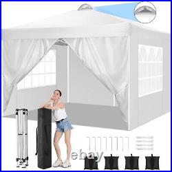 Waterproof Ez Pop Up Commercial Canopy 10x10FT Garden Party Tent with 4 Sidewalls#