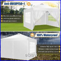 Waterproof Ez Pop Up Commercial Canopy 10x10FT Garden Party Tent with 4 Sidewalls#