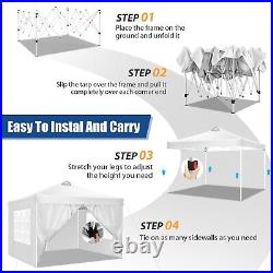 Waterproof Ez Pop Up Commercial Canopy 10x10FT Garden Party Tent with 4 Sidewalls#