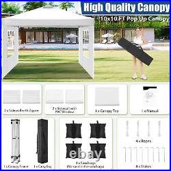 Waterproof Ez Pop Up Commercial Canopy 10x10FT Garden Party Tent with 4 Sidewalls