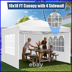 Waterproof Ez Pop Up Commercial Canopy 10x10FT Garden Party Tent with 4 Sidewalls