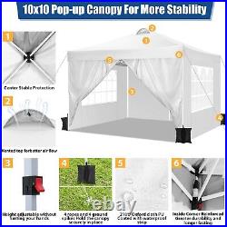 Waterproof Ez Pop Up Commercial Canopy 10x10FT Garden Party Tent with 4 Sidewalls#