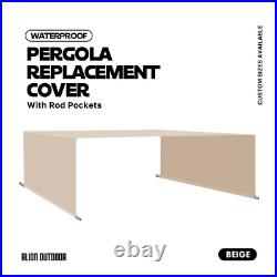 Waterproof Pergola Replacement Canopy Shade Cover Panel with Rod Pockets Beige
