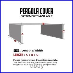 Waterproof Pergola Shade Canopy Replacement Shade Cover Panel withRod Pocket Grey