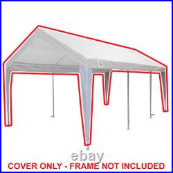 White 10 Ft X 20 Ft White Fitted Carport Canopy Cover With Leg Skirts