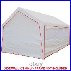 White 12 Ft X 20 Ft Carport Canopy Sidewall Kit With Flaps and Bug Screen Windows