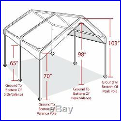 White Heavy Duty Canopy Tent 10x20 FT Steel Carport Portable Car Shelter 6 Legs