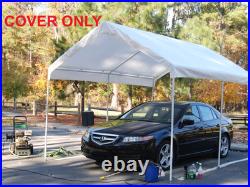 White Heavy Duty Valance Replacement Canopy Tarp Carport Cover For 10 X 20 Frame
