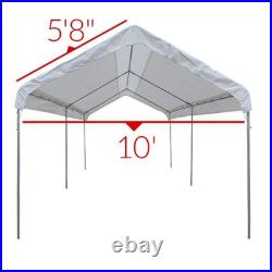 White Heavy Duty Valance Replacement Canopy Tarp Carport Cover For 10 X 24 Frame