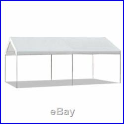 White Portable 10x20 Carport Canopy Garage Tent Shelter Cover Kit Outdoor Frame