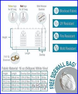 White Vinyl with Cathedral Style Clear Tent Sidewall Only with FREE STORAGE BAG