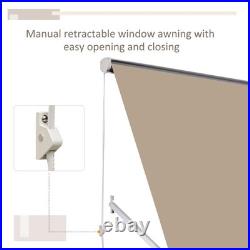 Window Awning Manual Retractable Outdoor Patio Canopy Sun Shade Shelter Drop Arm