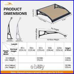 Window Door Awning Canopy for Doorways Patio Balcony Shade Polycarbonate Sheet