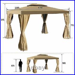 YITAHOME 10' x 12' Outdoor Patio Gazebo 2-Tier Roof Pavilion Vented Canopy Tent