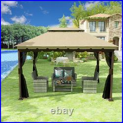 YITAHOME 10x12 Gazebo Canopy Double Roof Garden Tent Patio with Mosquito Netting