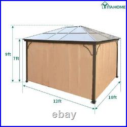 YITAHOME 10x12 Hardtop Aluminum Gazebo Canopy Party Mosquito Net Party Tent